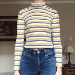 Striped mock neck crop top